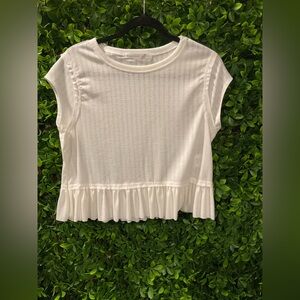 Altar'd State Cream Ruffled Blouse Size Large